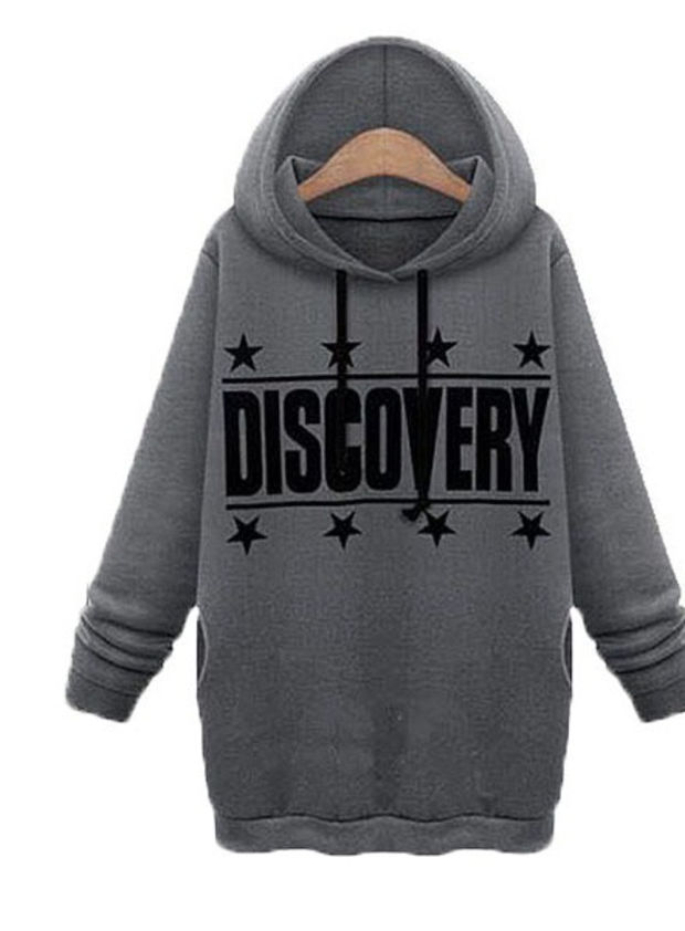 "discovery" Print Hoodie Sweatshirt
